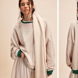 Free People We The Free Classic Striped Oversized Crewneck